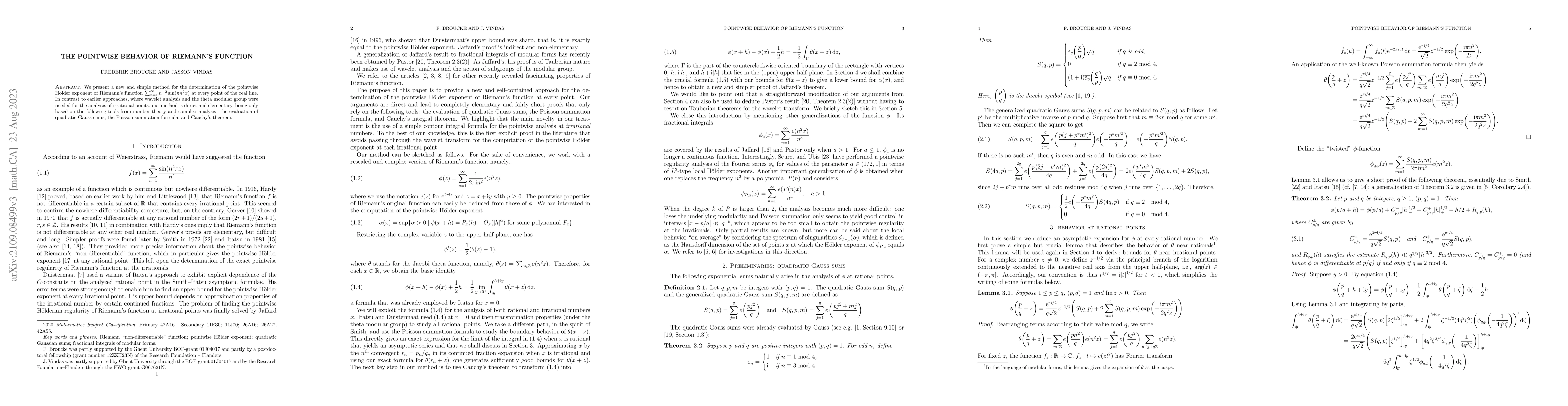 Thumbnail for The pointwise behavior of Riemann's function