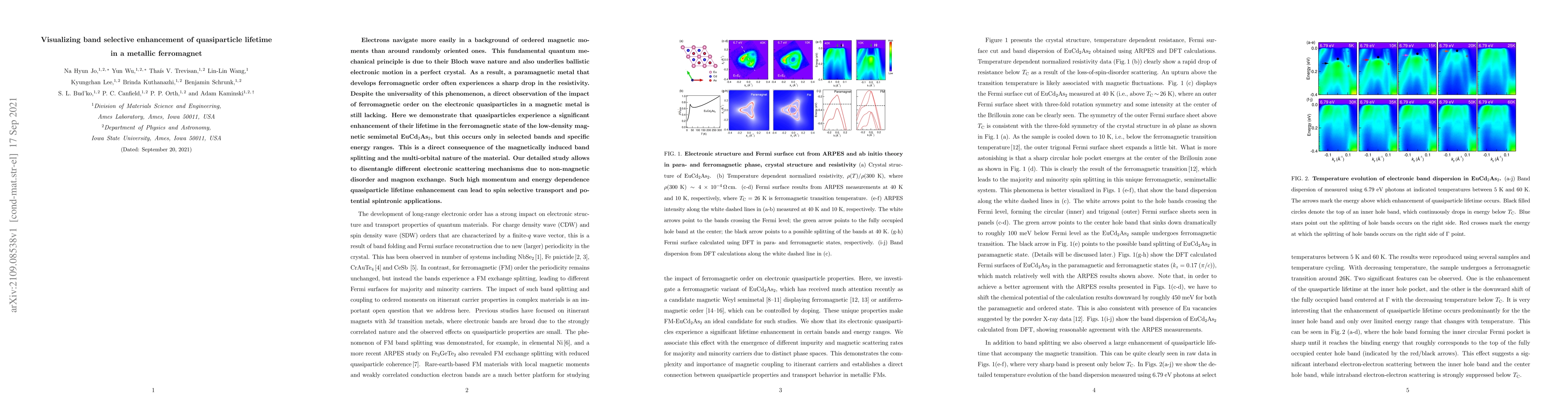 Thumbnail for Visualizing band selective enhancement of quasiparticle lifetime in a
  metallic ferromagnet