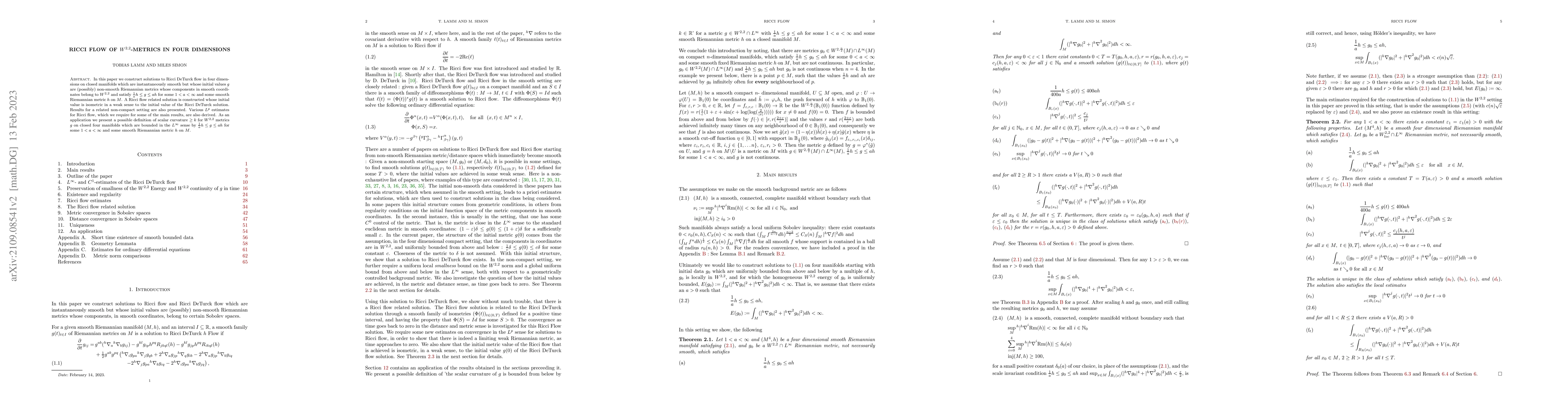 Thumbnail for Ricci flow of $W^{2,2}$-metrics in four dimensions