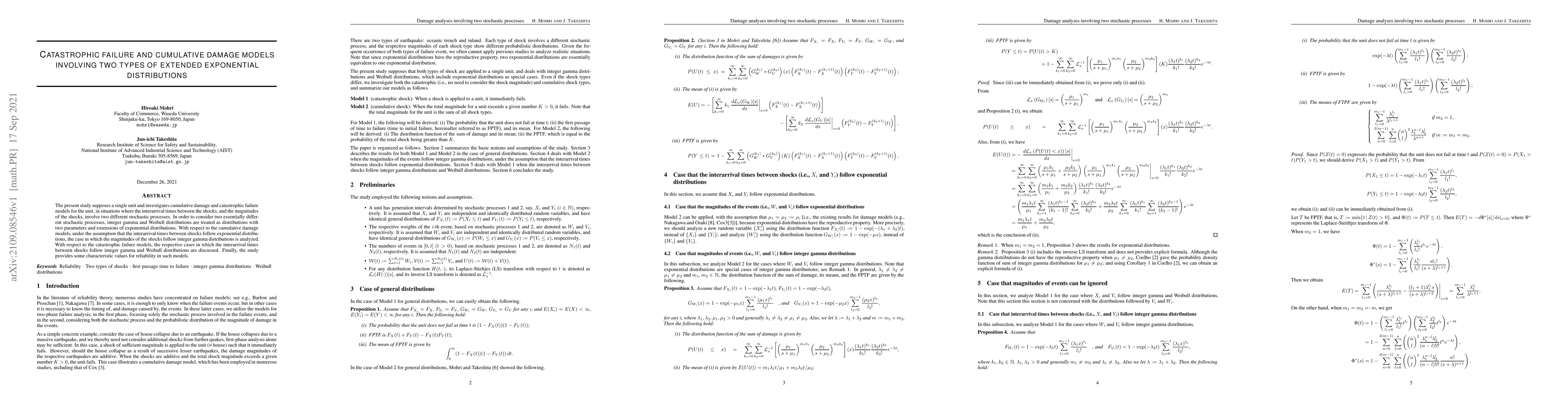 Thumbnail for Catastrophic failure and cumulative damage models involving two types of
  extended exponential distributions