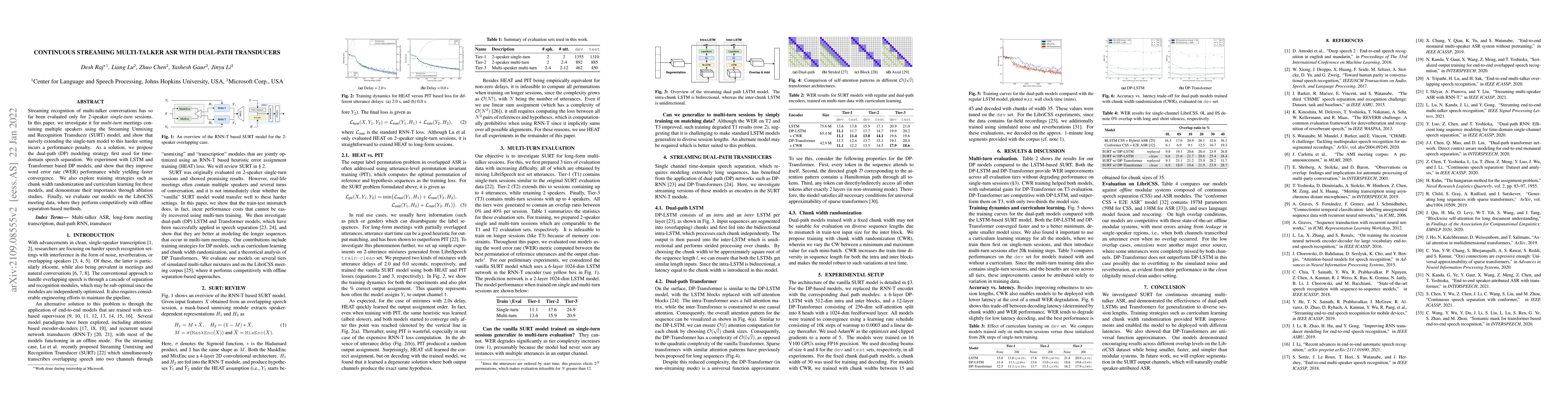 Thumbnail for Continuous Streaming Multi-Talker ASR with Dual-path Transducers