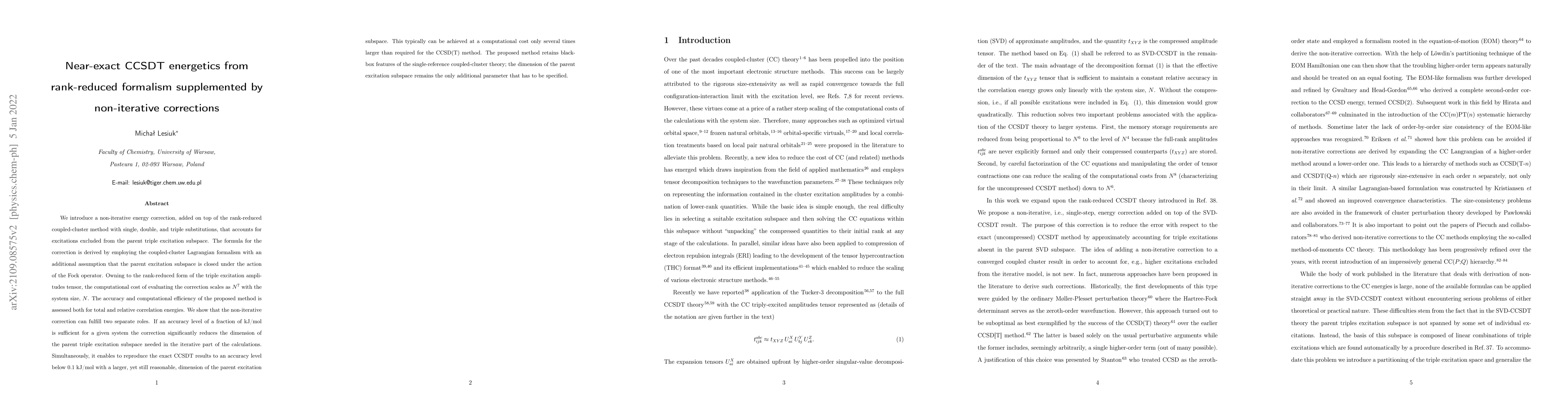 Thumbnail for Near-exact CCSDT energetics from rank-reduced formalism supplemented by
  non-iterative corrections