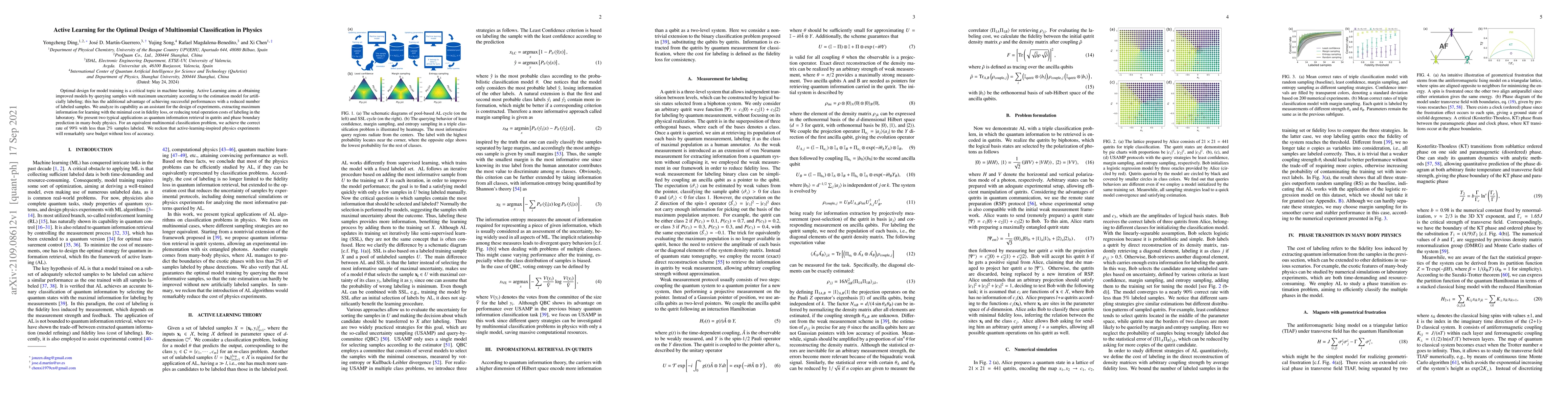 Thumbnail for Active Learning for the Optimal Design of Multinomial Classification in
  Physics