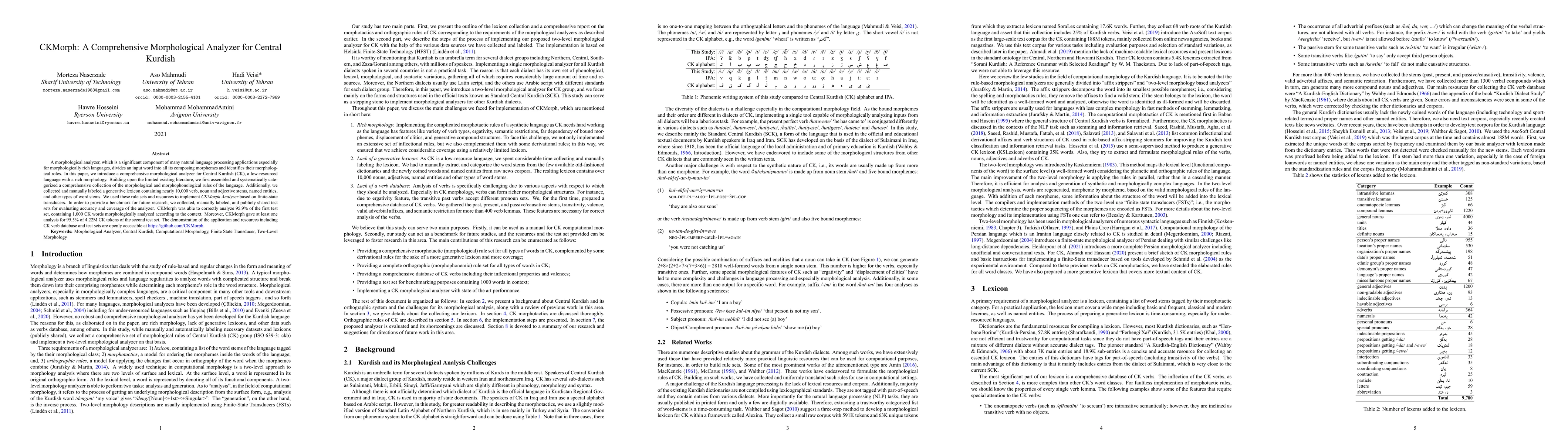 Thumbnail for CKMorph: A Comprehensive Morphological Analyzer for Central Kurdish