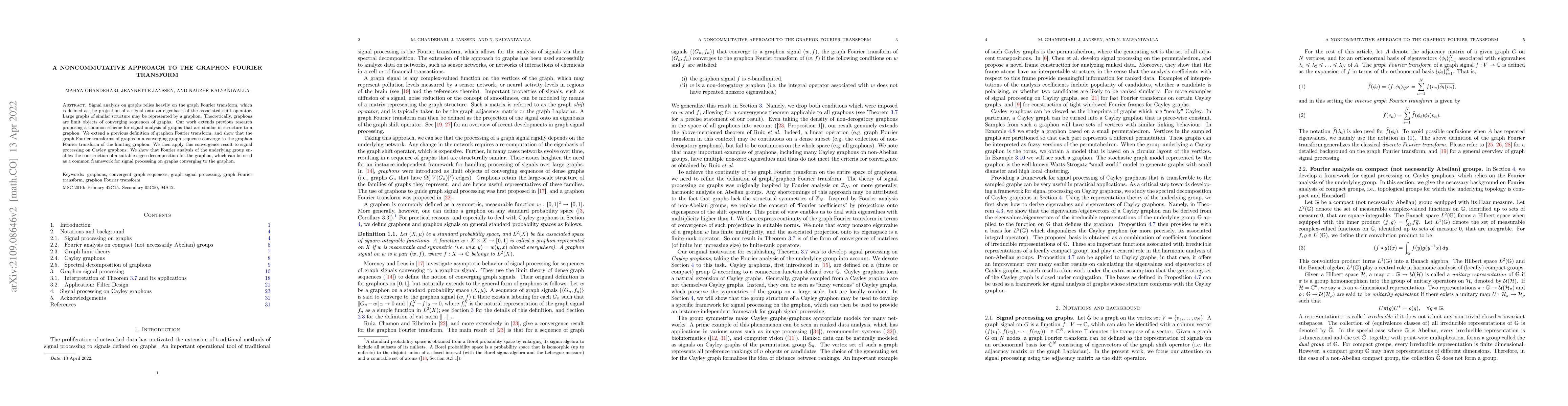 Thumbnail for A noncommutative approach to the graphon Fourier transform