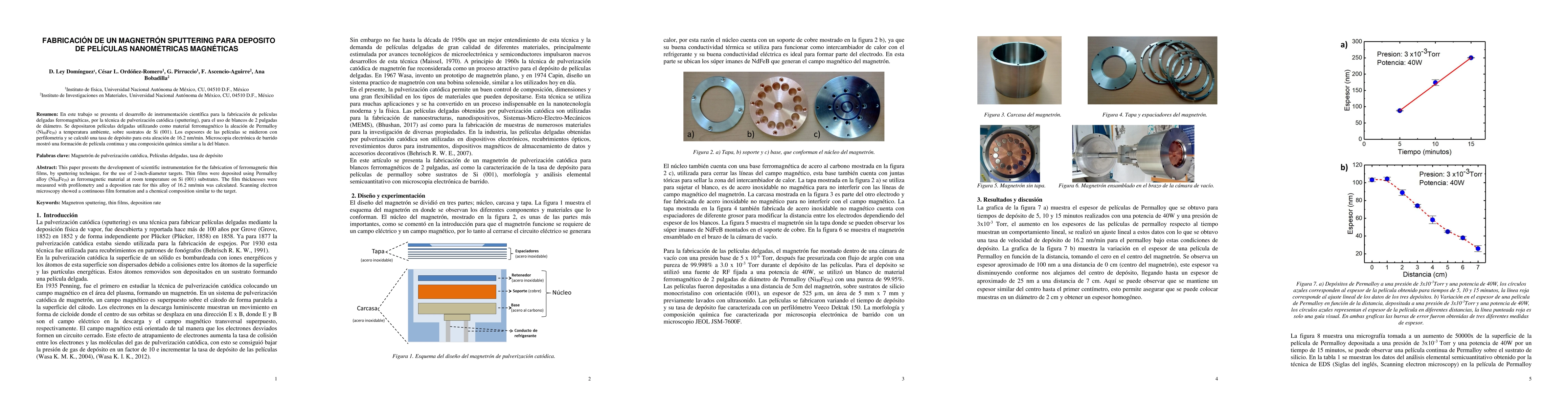 Thumbnail for Fabricacion de un magnetron sputtering para deposito de peliculas
  nanometricas magneticas