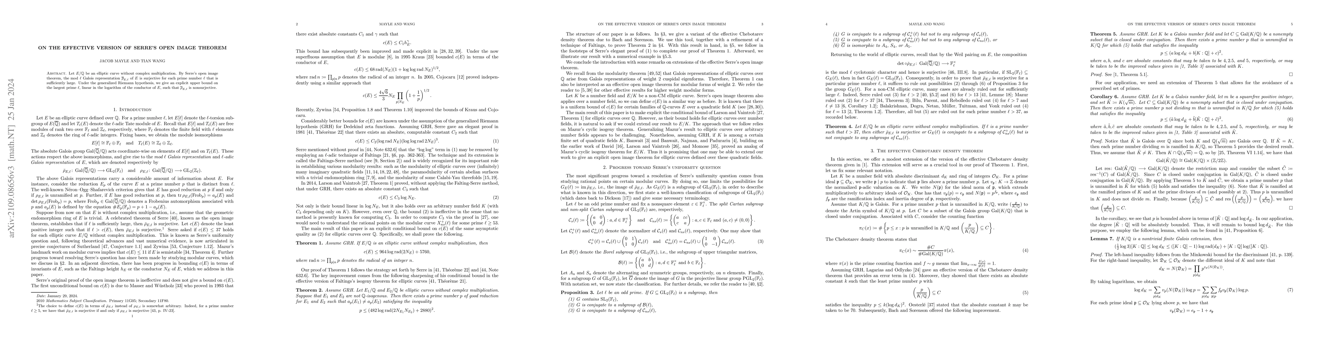 Thumbnail for On the effective version of Serre's open image theorem