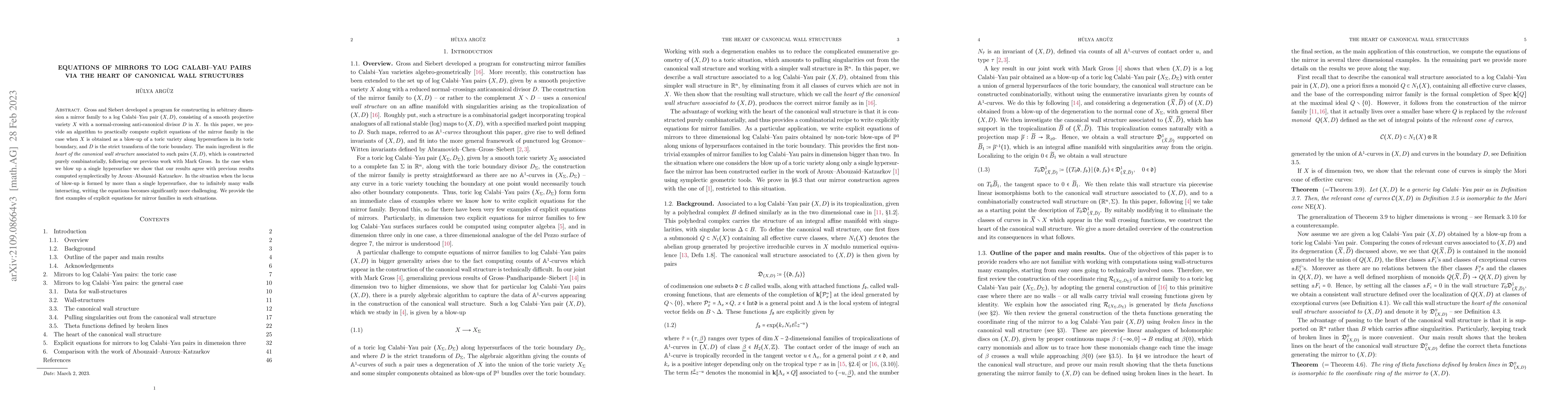 Thumbnail for Equations of mirrors to log Calabi--Yau pairs via the heart of canonical
  wall structures