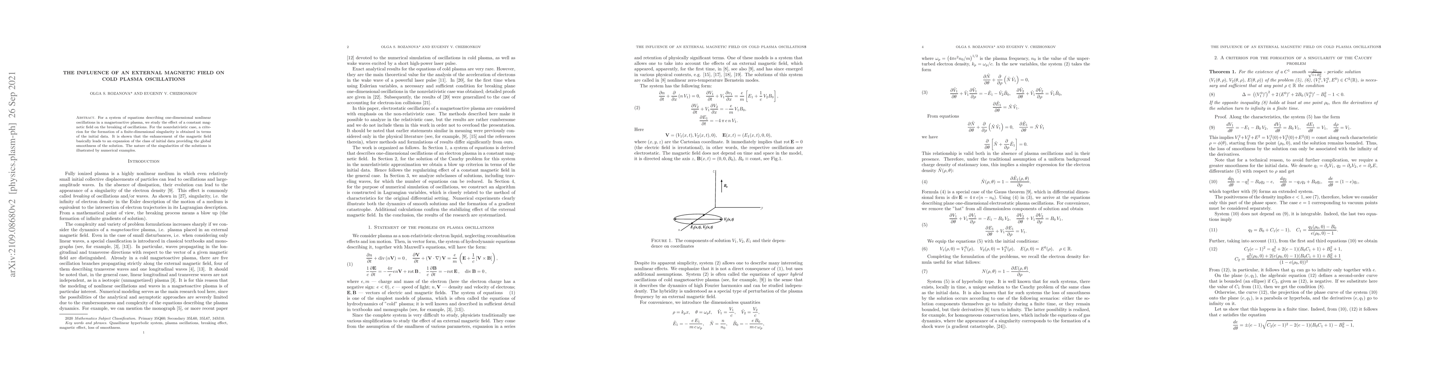 Thumbnail for The influence of an external magnetic field on cold plasma oscillations
