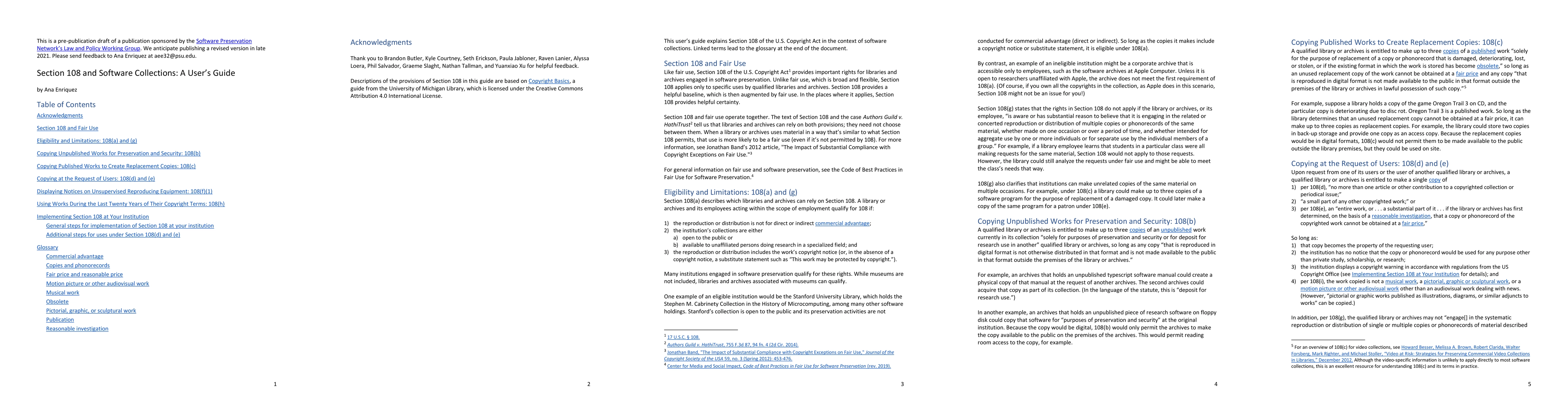 Thumbnail for Section 108 and Software Collections, A User's Guide