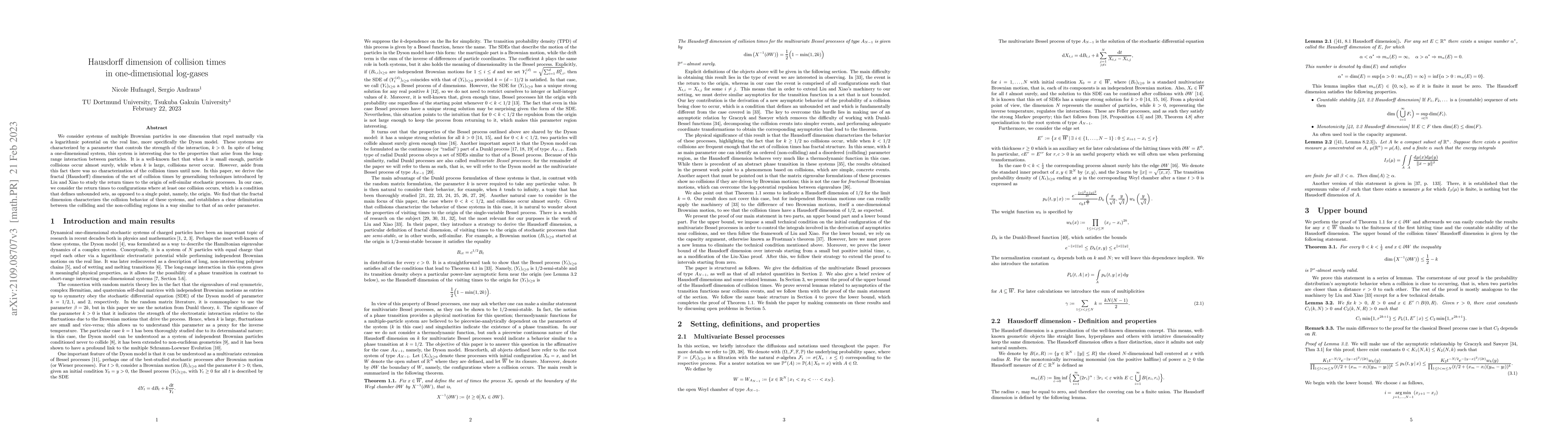 Thumbnail for Hausdorff dimension of collision times in one-dimensional log-gases