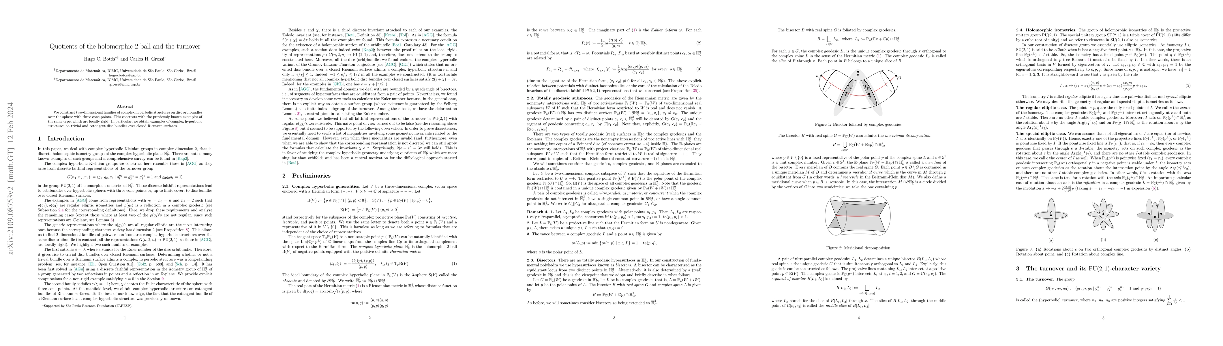 Thumbnail for Quotients of the holomorphic 2-ball and the turnover