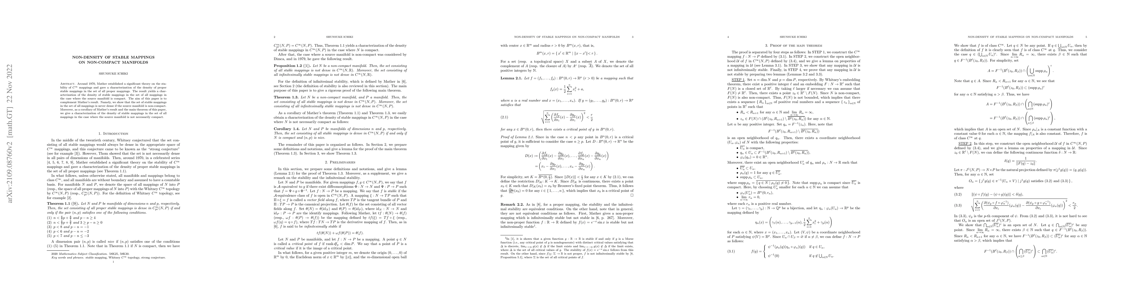 Thumbnail for Non-density of stable mappings on non-compact manifolds