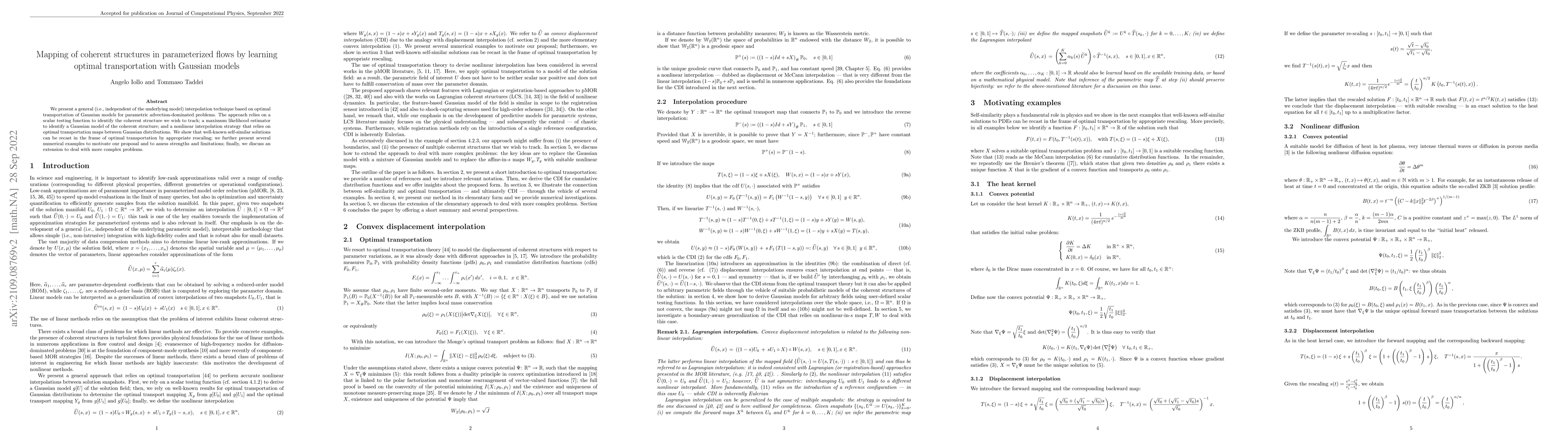 Thumbnail for Mapping of coherent structures in parameterized flows by learning
  optimal transportation with Gaussian models
