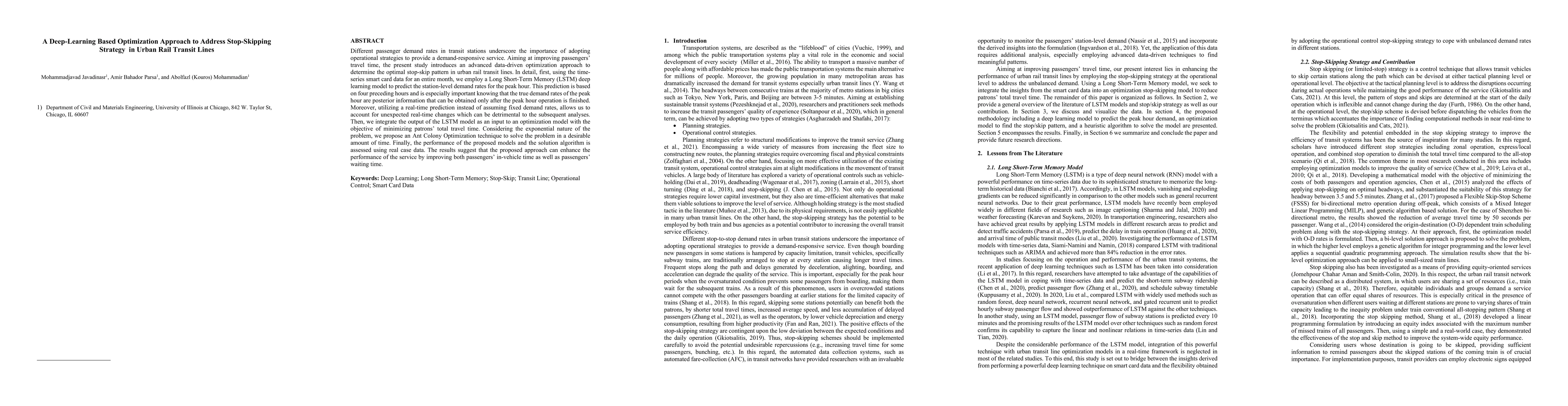 Thumbnail for A Deep-Learning Based Optimization Approach to Address Stop-Skipping
  Strategy in Urban Rail Transit Lines