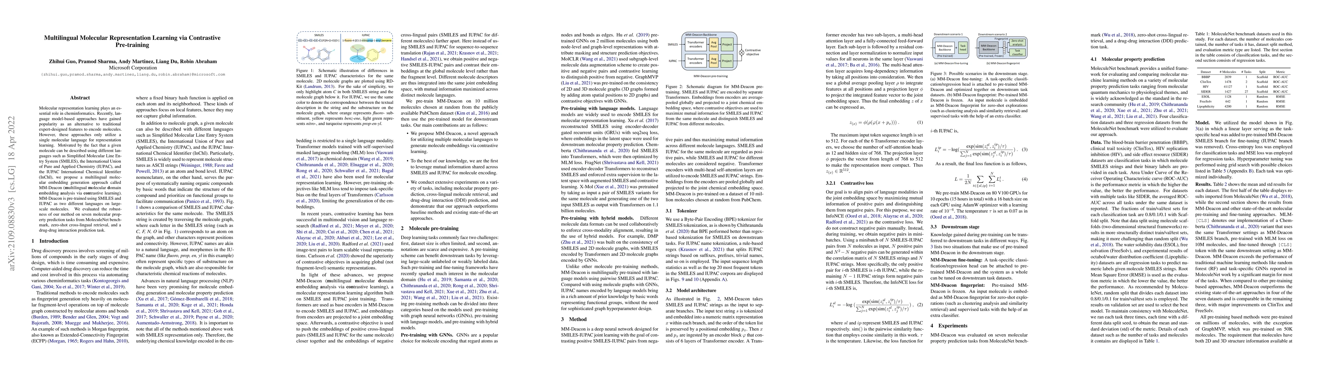 Thumbnail for Multilingual Molecular Representation Learning via Contrastive
  Pre-training