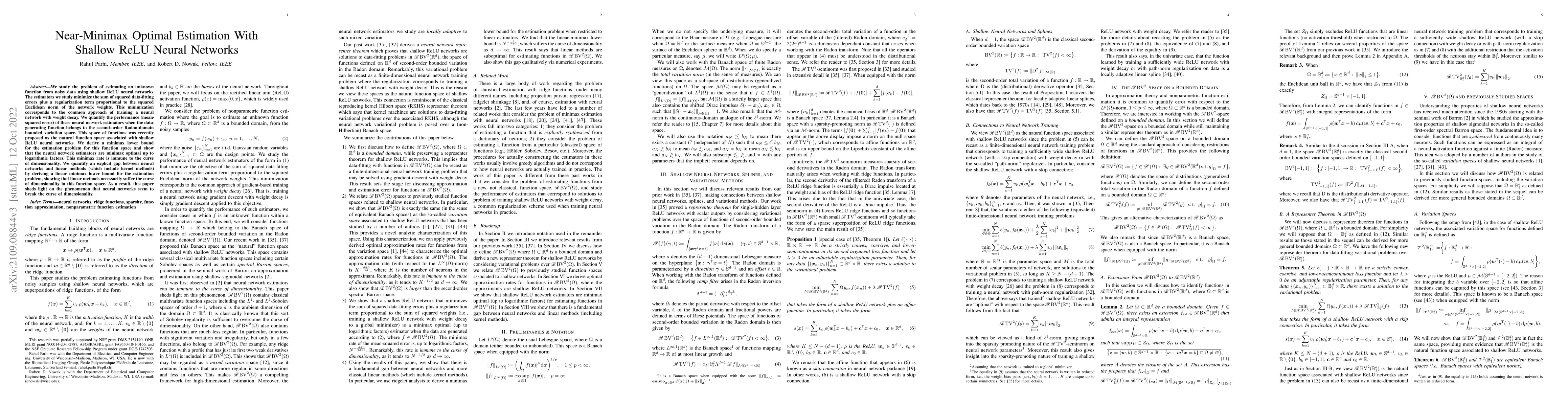 Thumbnail for Near-Minimax Optimal Estimation With Shallow ReLU Neural Networks