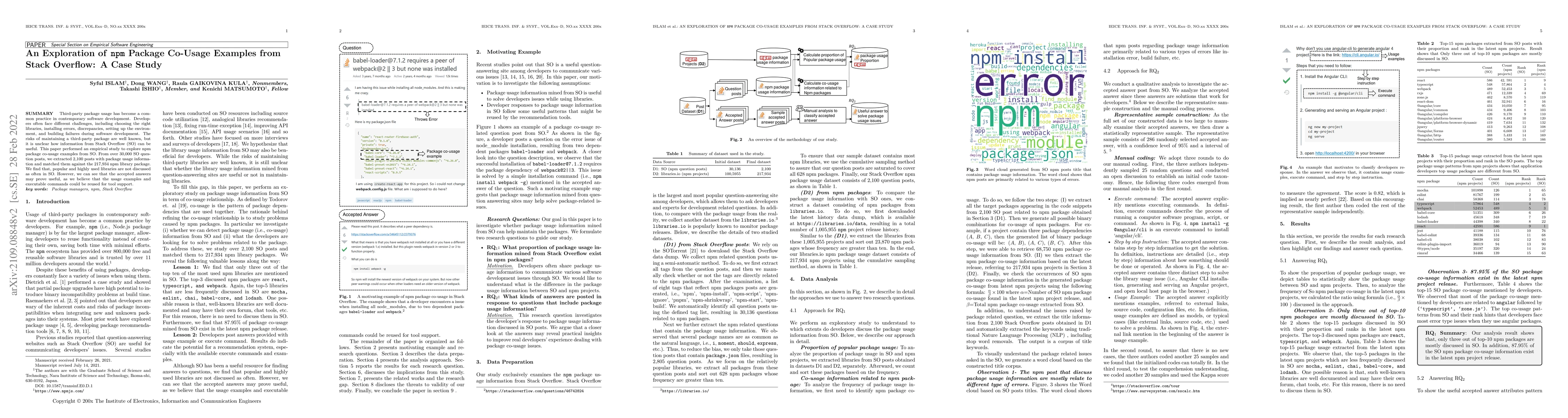 Thumbnail for An Exploration of npm Package Co-Usage Examples from Stack Overflow: A
  Case Study
