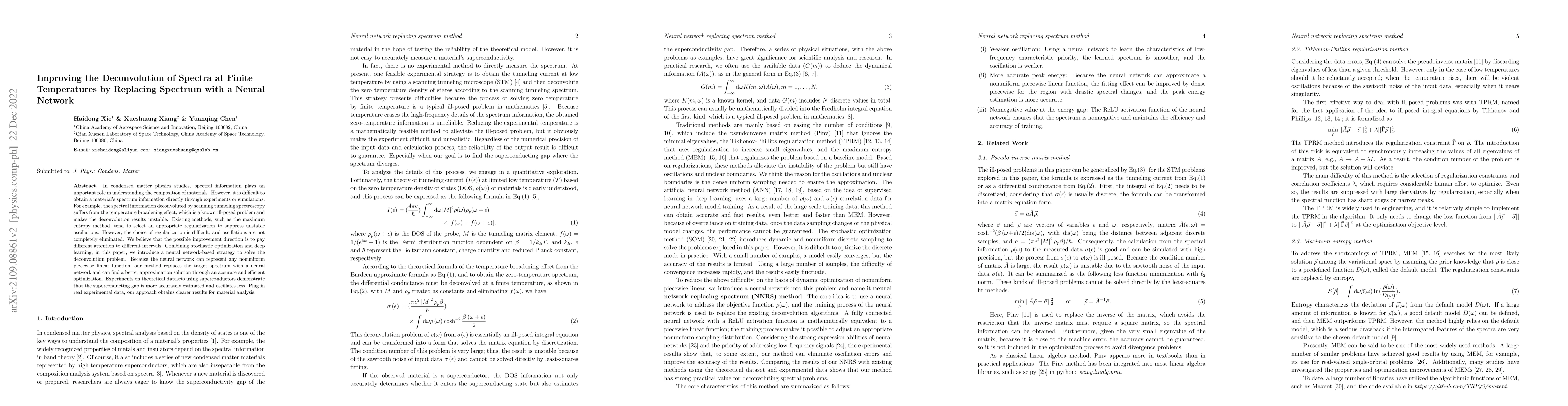 Thumbnail for Improving the Deconvolution of Spectrum at Finite Temperature via Neural
  Network