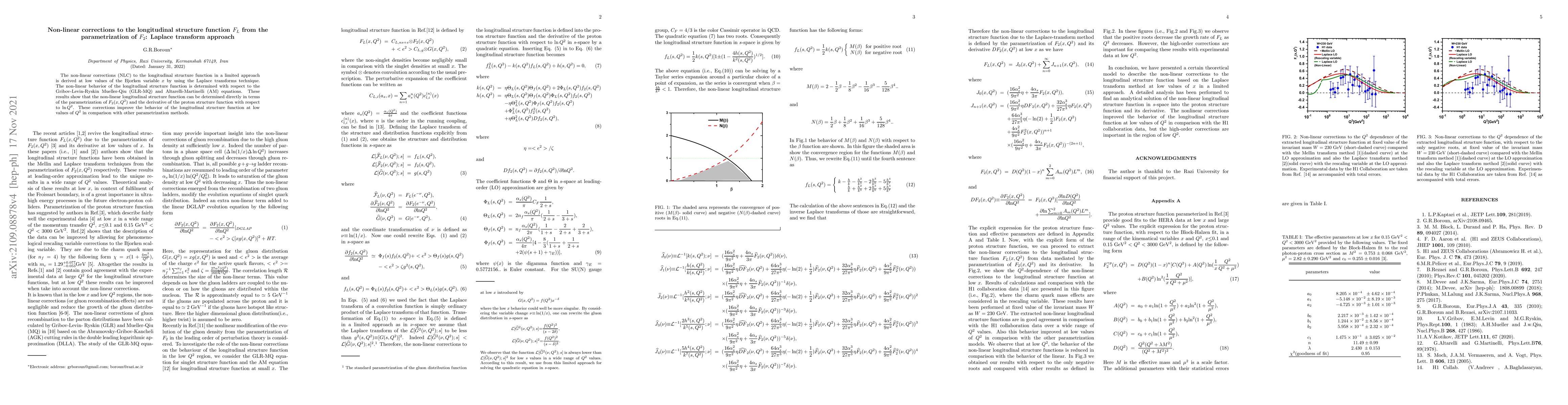 Thumbnail for Non-linear corrections to the longitudinal structure function $F_{L}$
  from the parametrization of $F_{2}$: Laplace transform approach