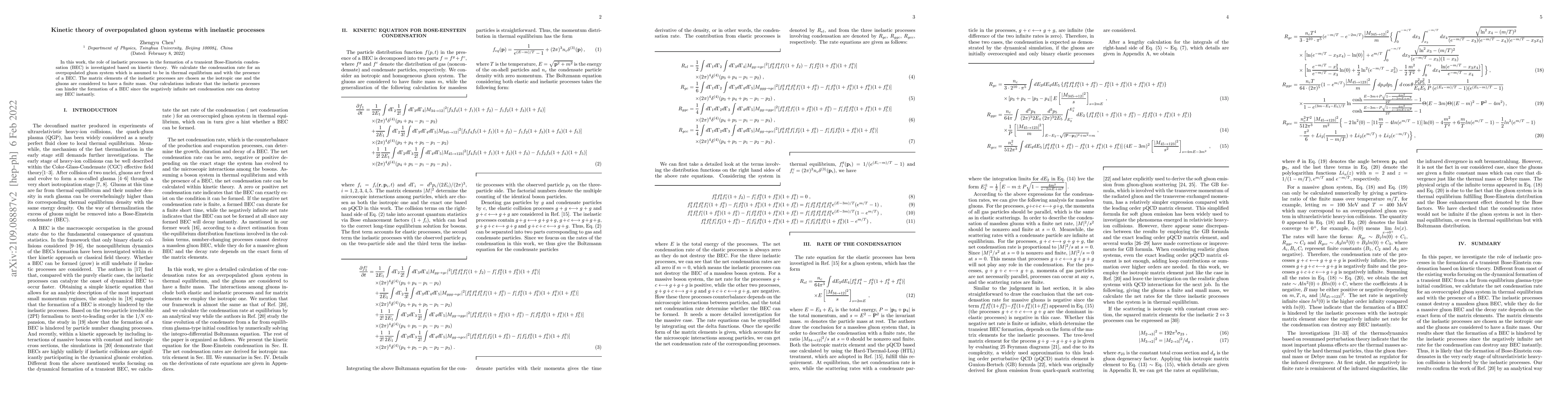 Thumbnail for Kinetic theory of overpopulated gluon systems with inelastic processes