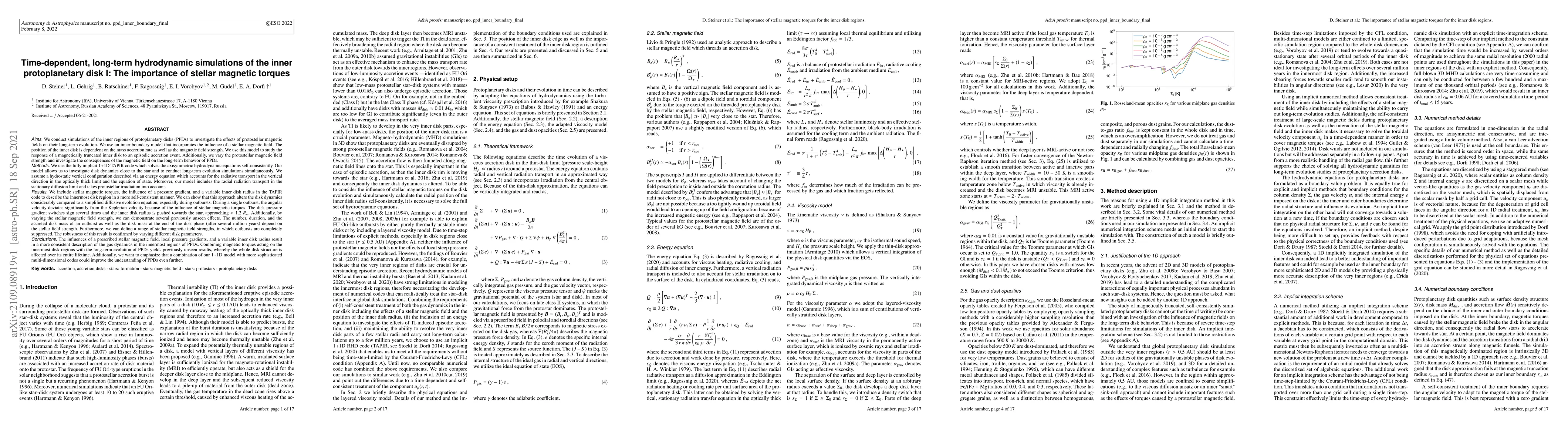 Thumbnail for Time-dependent, long-term hydrodynamic simulations of the inner
  protoplanetary disk I: The importance of stellar magnetic torques