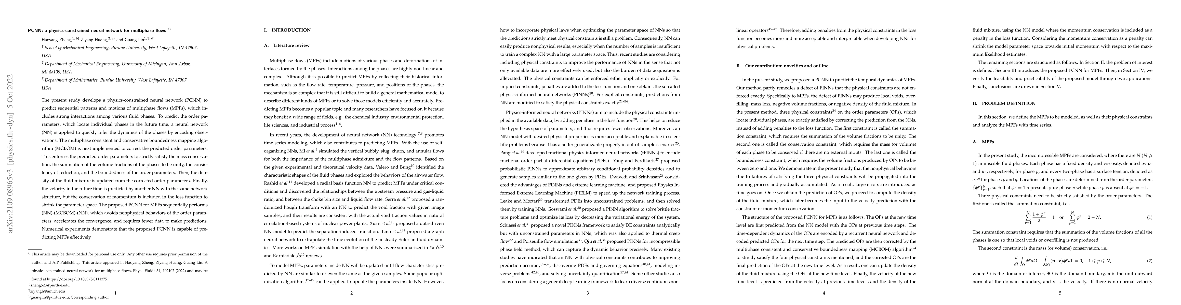 Thumbnail for PCNN: A physics-constrained neural network for multiphase flows