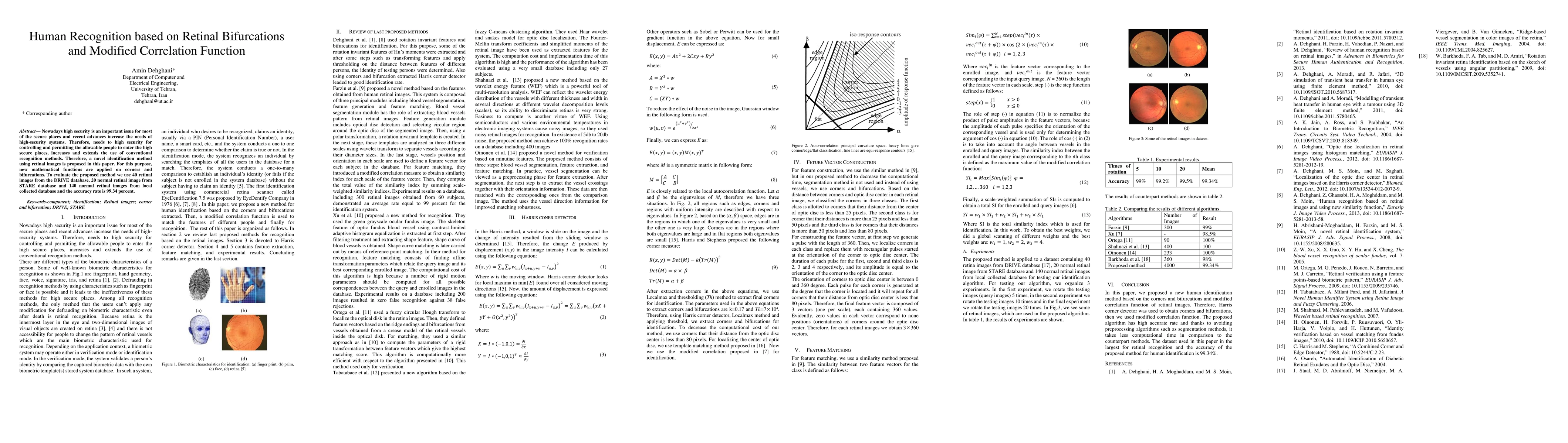 Thumbnail for Human Recognition based on Retinal Bifurcations and Modified Correlation
  Function