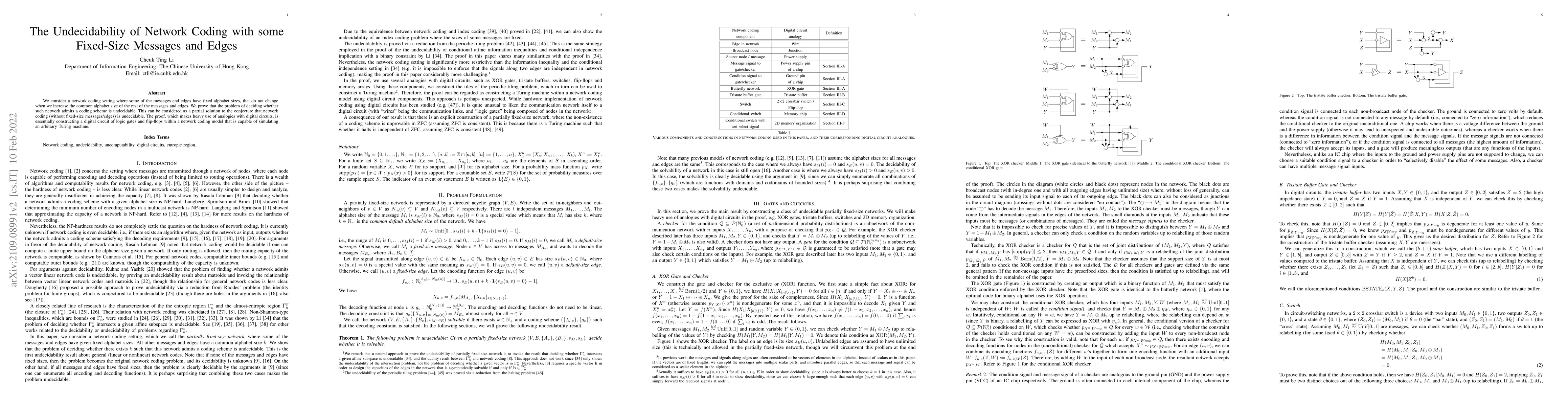 Thumbnail for The Undecidability of Network Coding with some Fixed-Size Messages and
  Edges