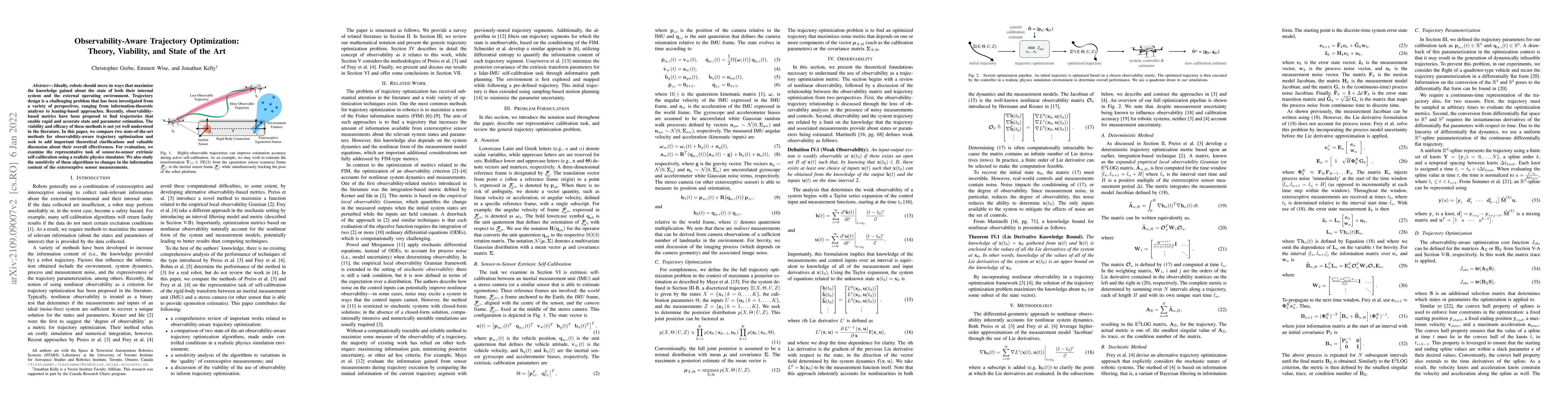 Thumbnail for Observability-Aware Trajectory Optimization: Theory, Viability, and
  State of the Art