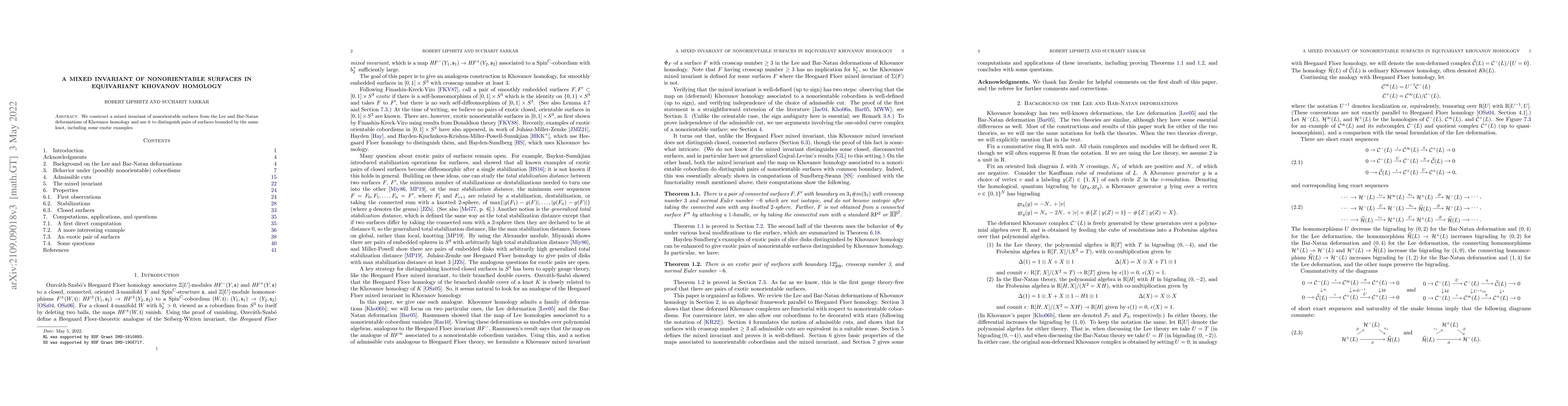 Thumbnail for A mixed invariant of non-orientable surfaces in equivariant Khovanov
  homology