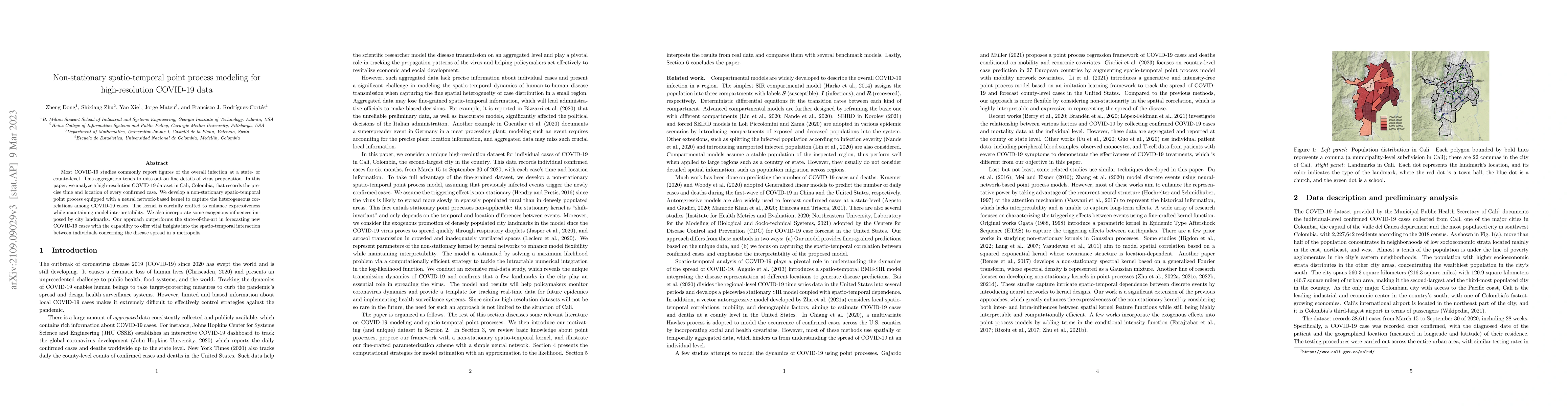 Thumbnail for Non-stationary spatio-temporal point process modeling for
  high-resolution COVID-19 data