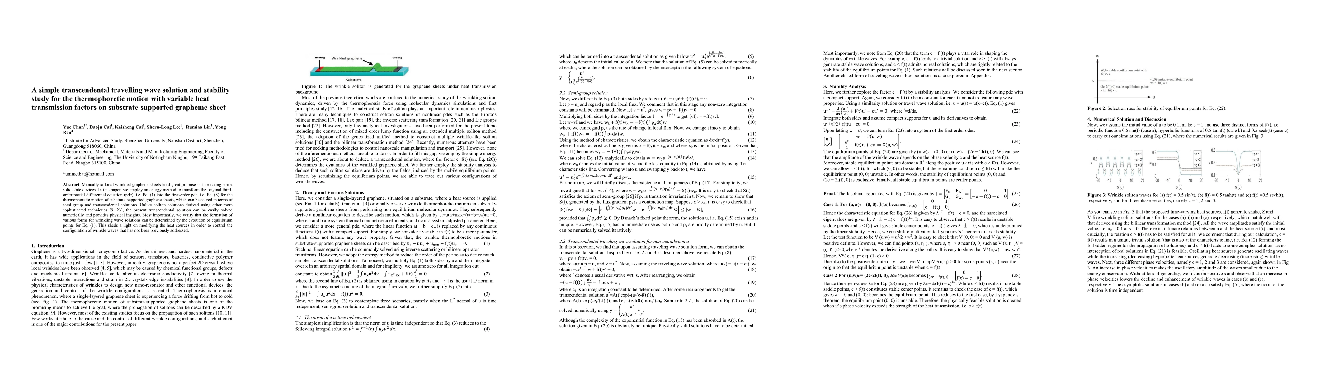 Thumbnail for A simple transcendental travelling wave solution and stability study for
  the thermophoretic motion with variable heat transmission factors on
  substrate-supported grapheme sheet