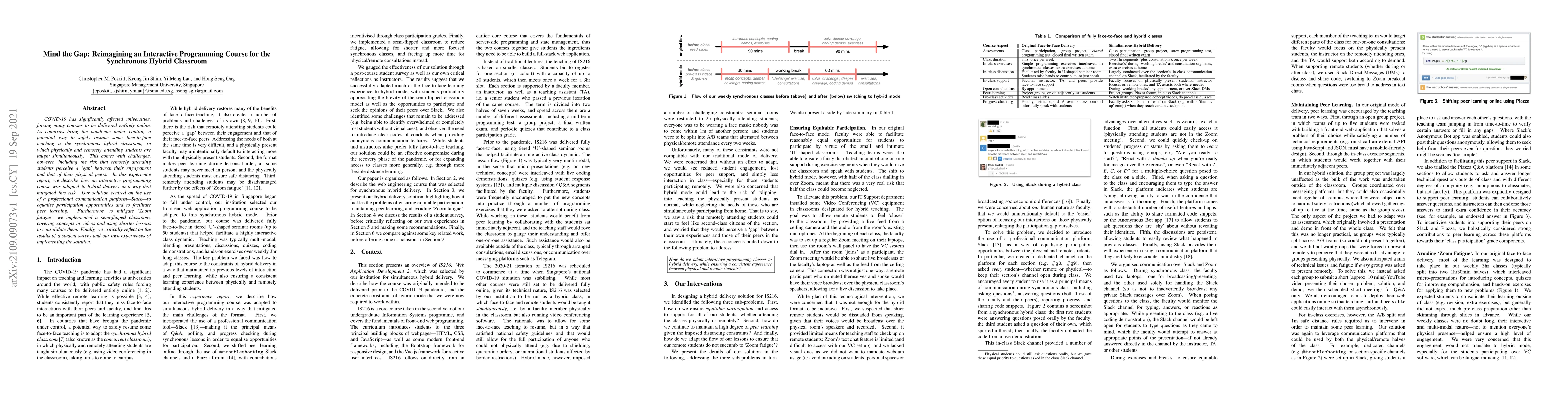 Thumbnail for Mind the Gap: Reimagining an Interactive Programming Course for the
  Synchronous Hybrid Classroom
