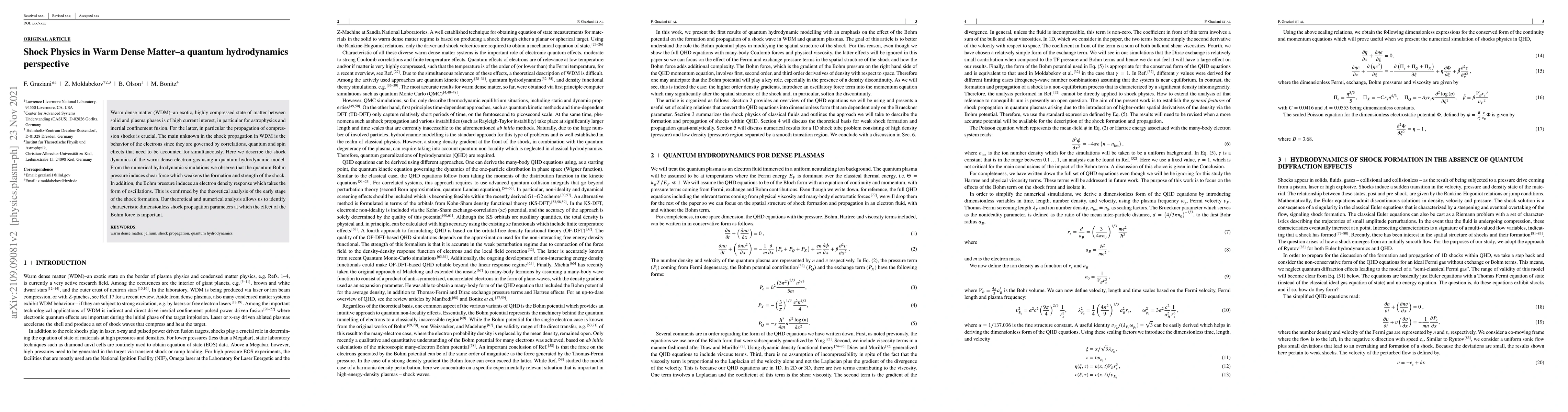 Thumbnail for Shock Physics in Warm Dense Matter--a quantum hydrodynamics perspective