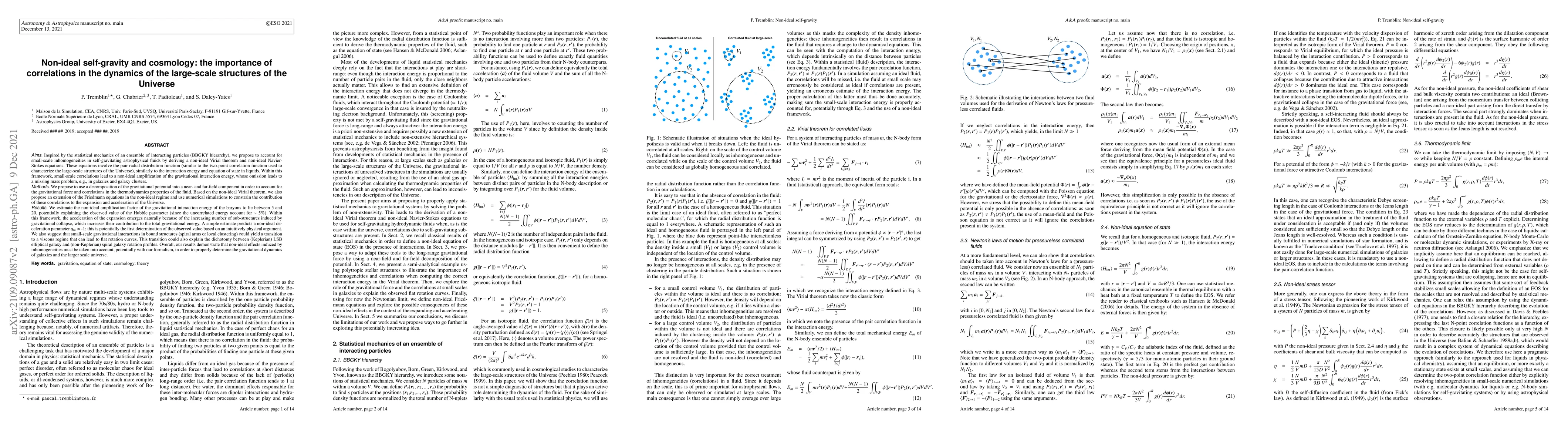 Thumbnail for Non-ideal self-gravity and cosmology: the importance of correlations in
  the dynamics of the large-scale structures of the Universe