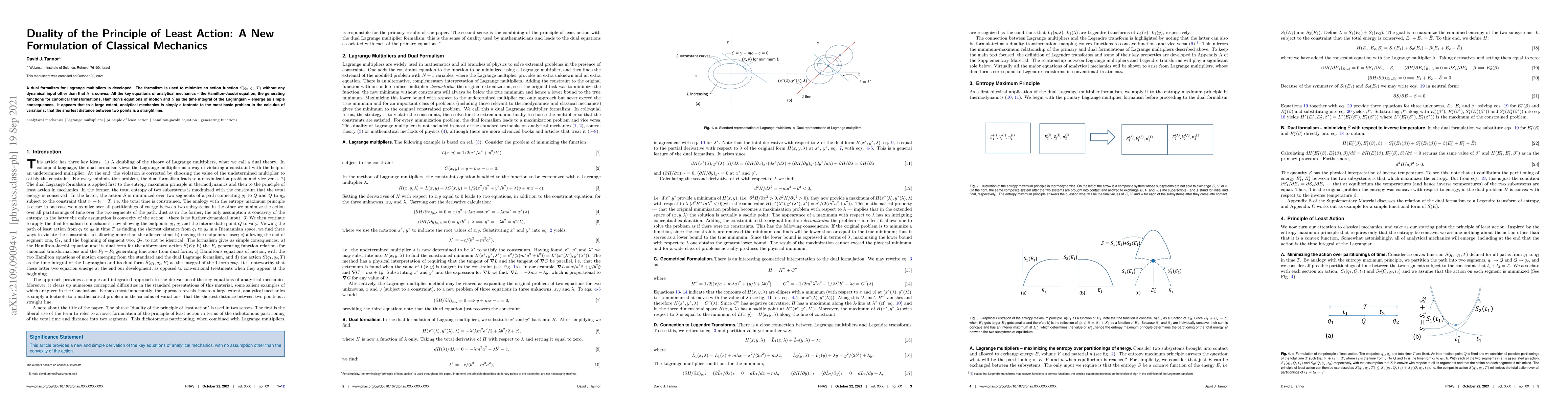 Thumbnail for Duality of the Principle of Least Action: A New Formulation of Classical
  Mechanics