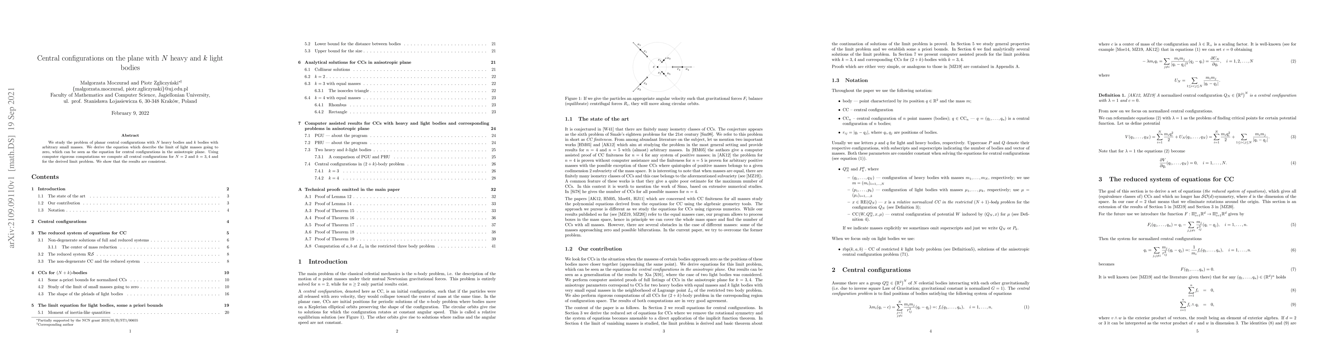 Thumbnail for Central configurations on the plane with $N$ heavy and $k$ light bodies