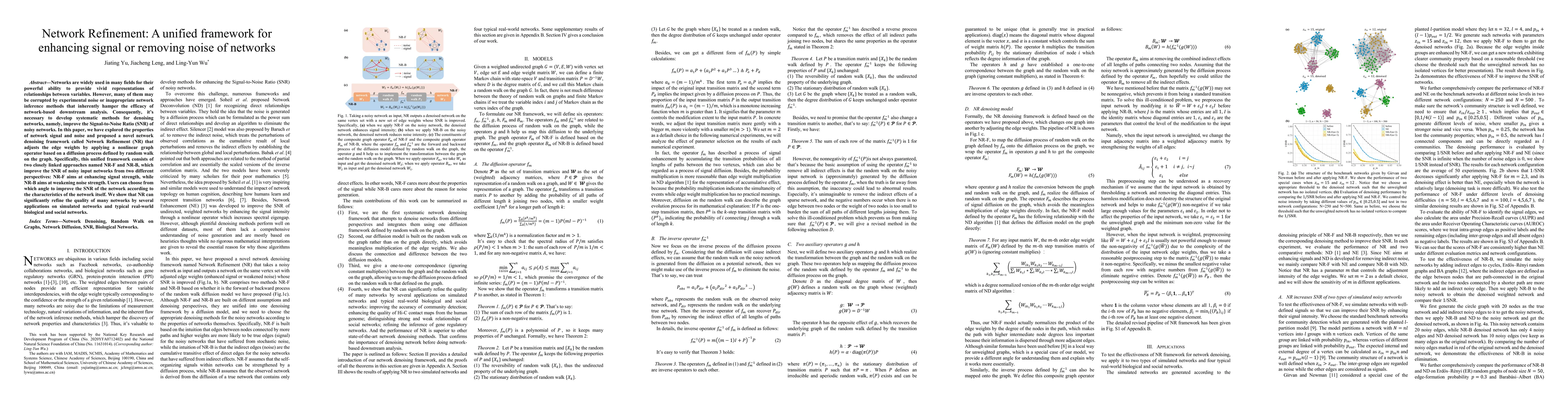 Thumbnail for Network Refinement: A unified framework for enhancing signal or removing
  noise of networks