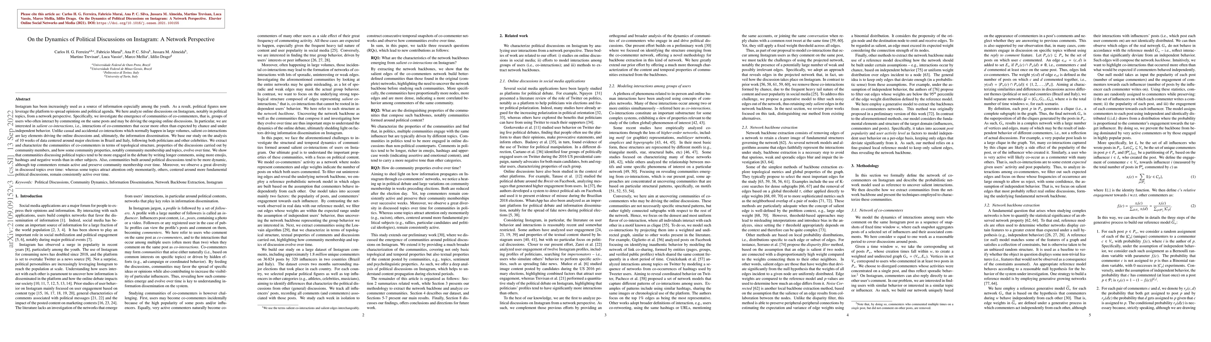 Thumbnail for On the Dynamics of Political Discussions on Instagram: A Network
  Perspective