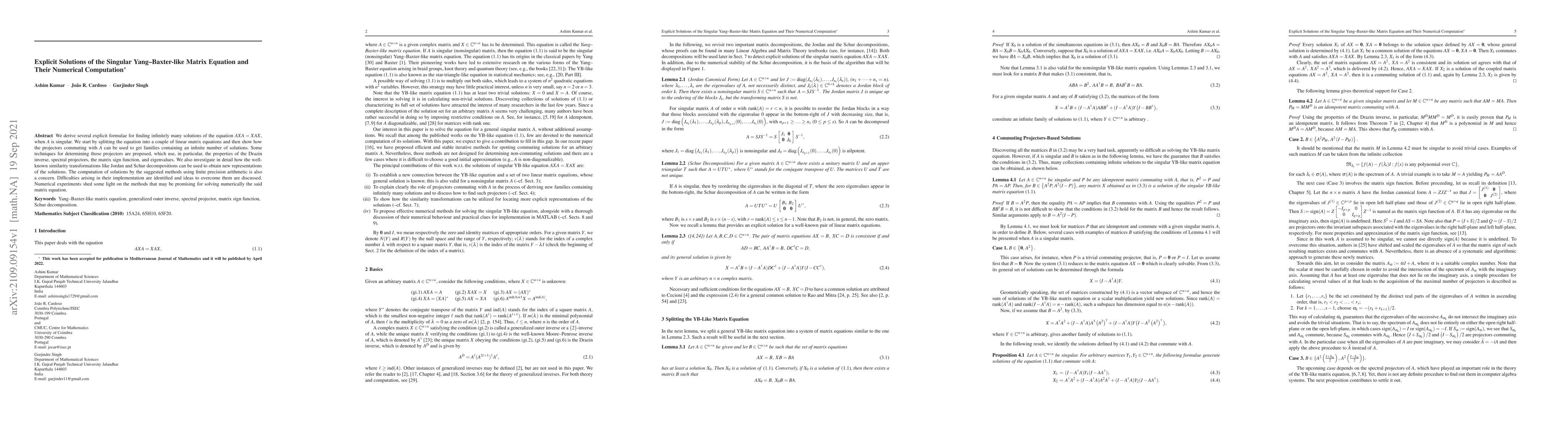 Thumbnail for Explicit Solutions of the Singular Yang--Baxter-like Matrix Equation and
  Their Numerical Computation