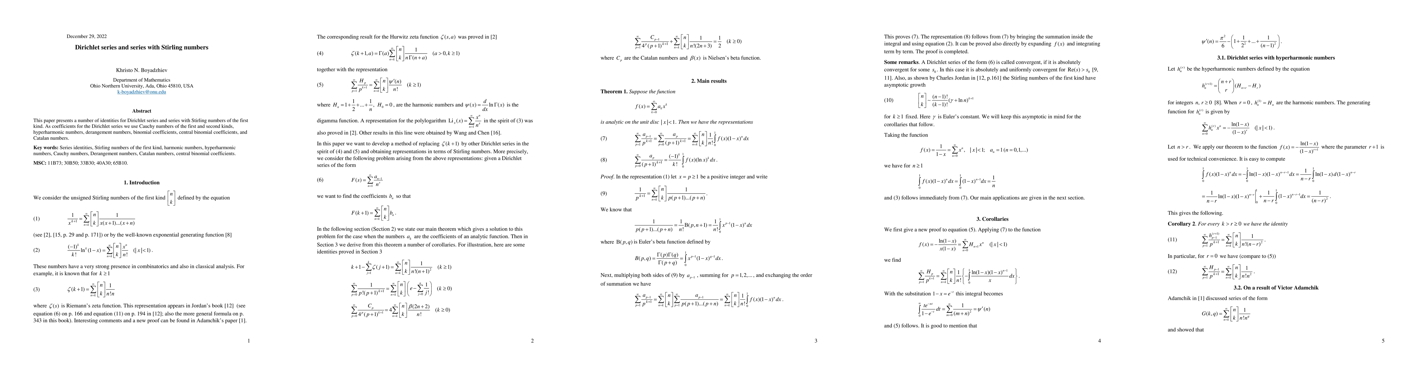 Thumbnail for Dirichlet series and series with Stirling numbers