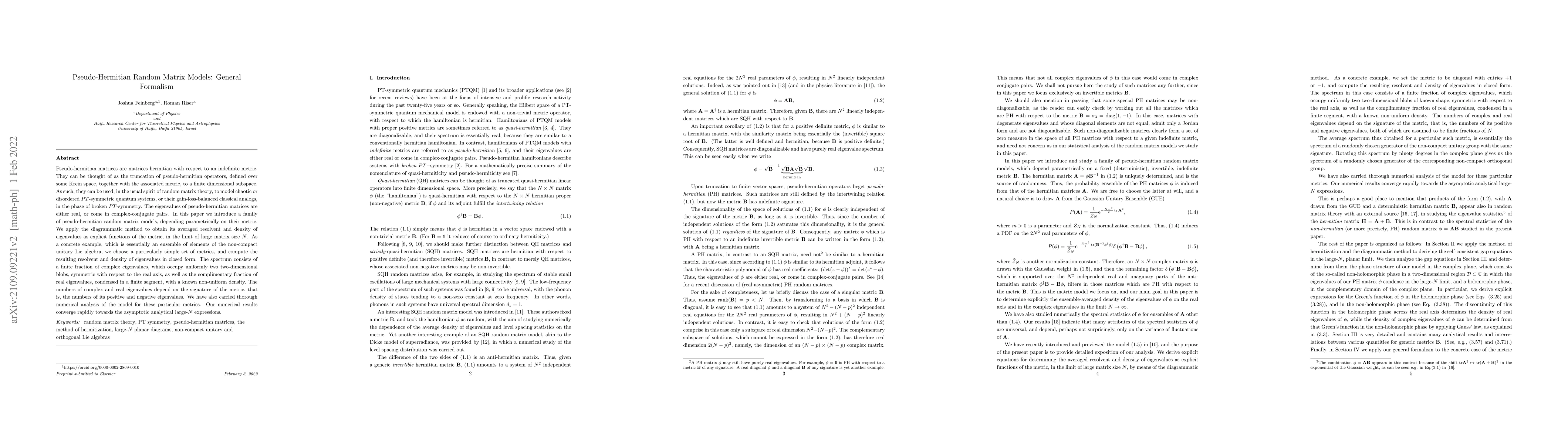 Thumbnail for Pseudo-Hermitian Random Matrix Models: General Formalism