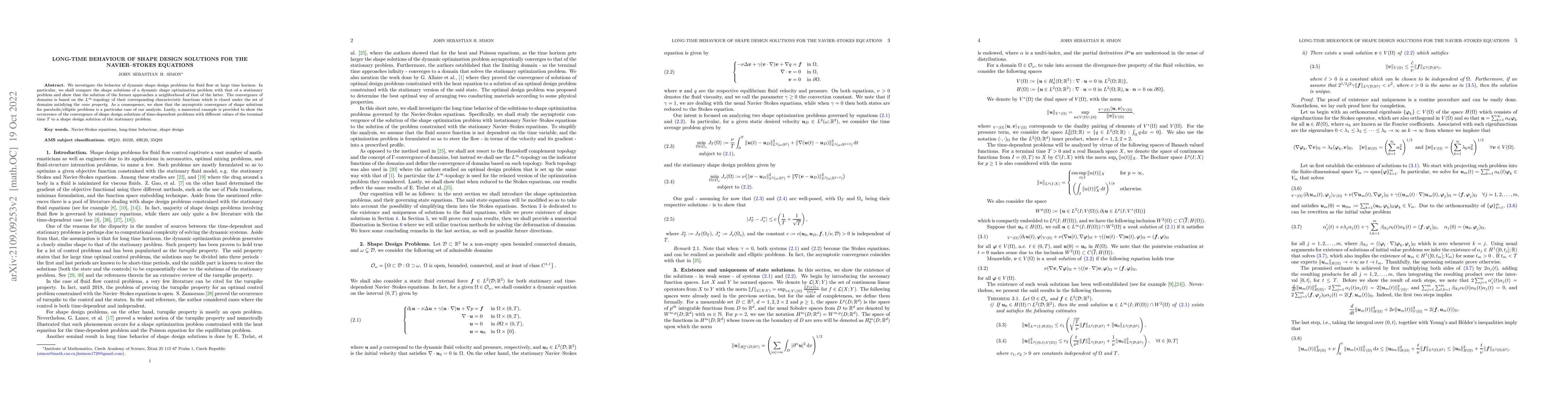 Thumbnail for Long-Time Behaviour of Shape Design Solutions for the Navier--Stokes
  Equations