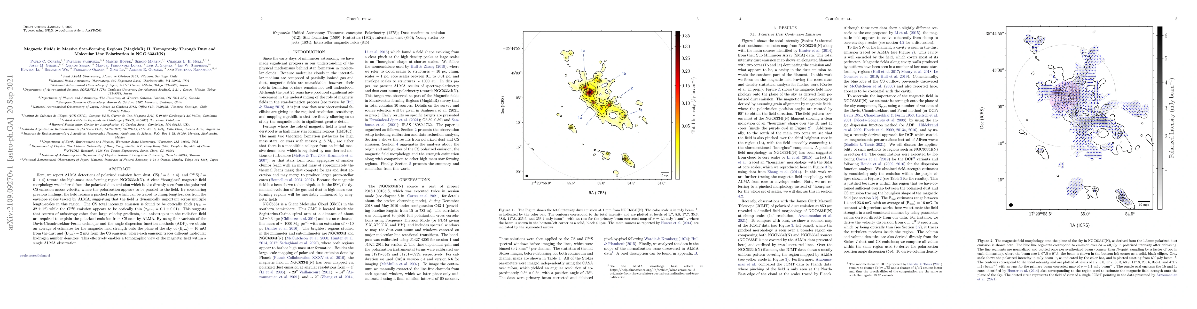Thumbnail for Magnetic Fields in Massive Star-Forming Regions (MagMaR) II. Tomography
  Through Dust and Molecular Line Polarization in NGC 6334I(N)