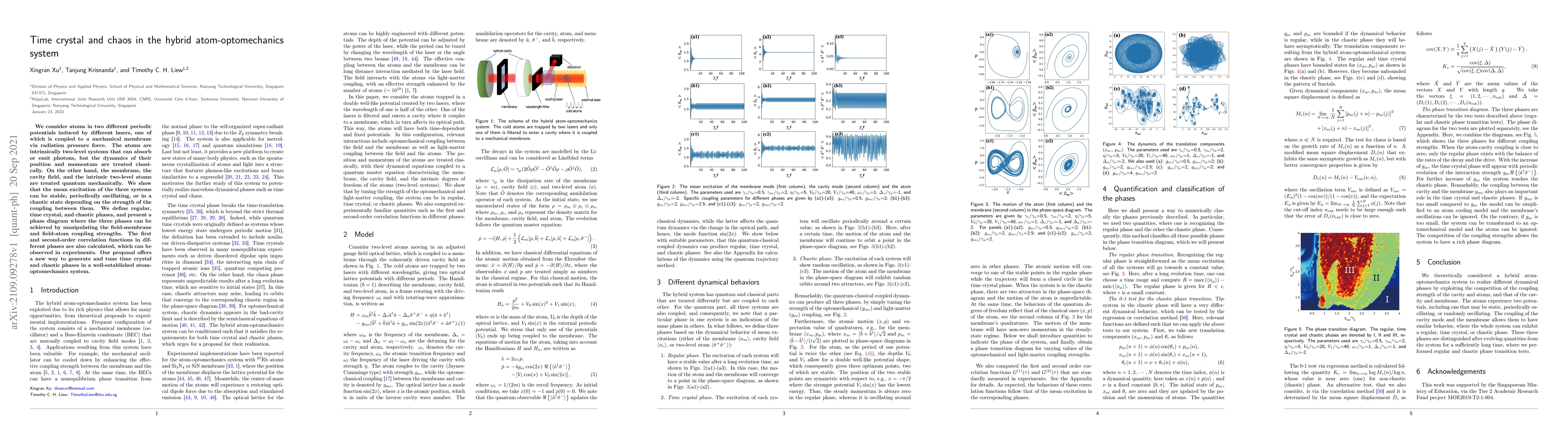 Thumbnail for Time crystal and chaos in the hybrid atom-optomechanics system