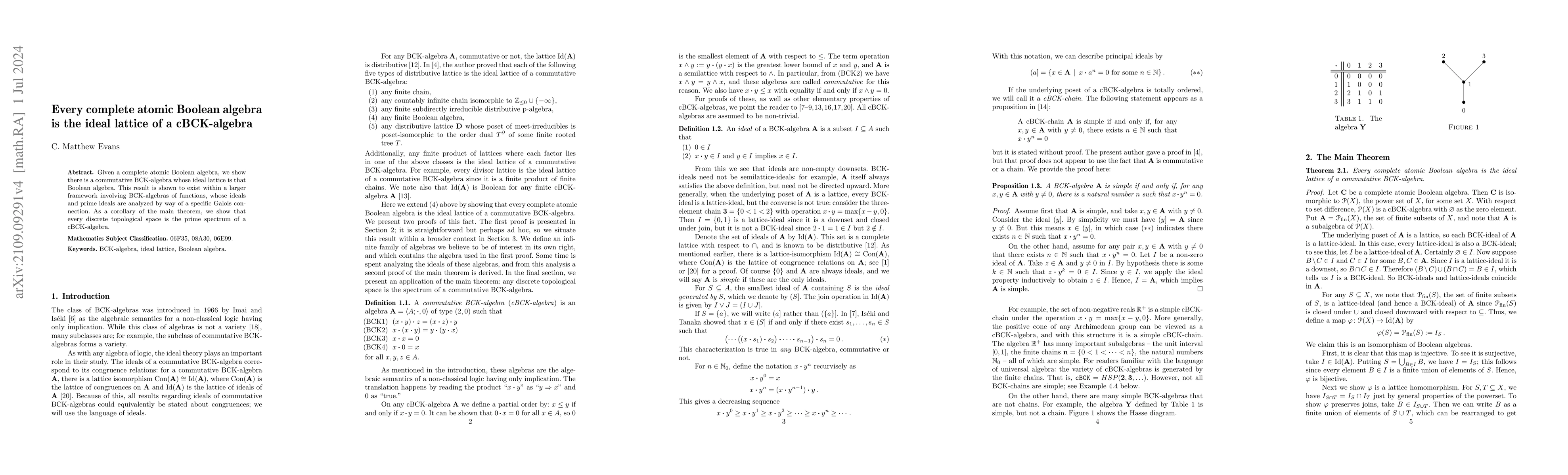 Thumbnail for Every complete atomic Boolean algebra is the ideal lattice of a
  cBCK-algebra