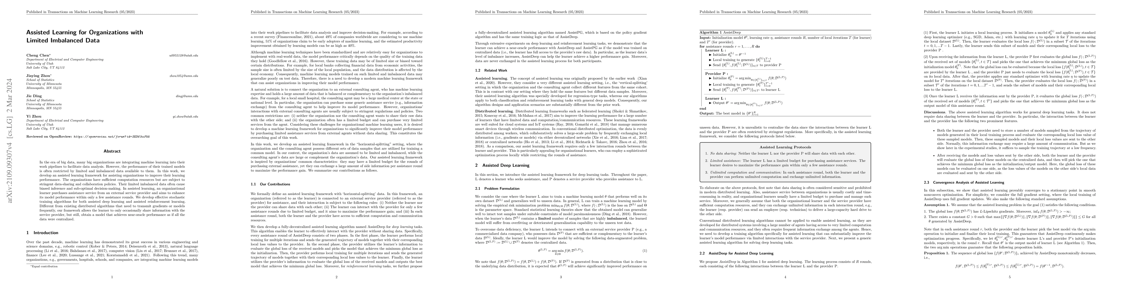 Thumbnail for Assisted Learning for Organizations with Limited Imbalanced Data