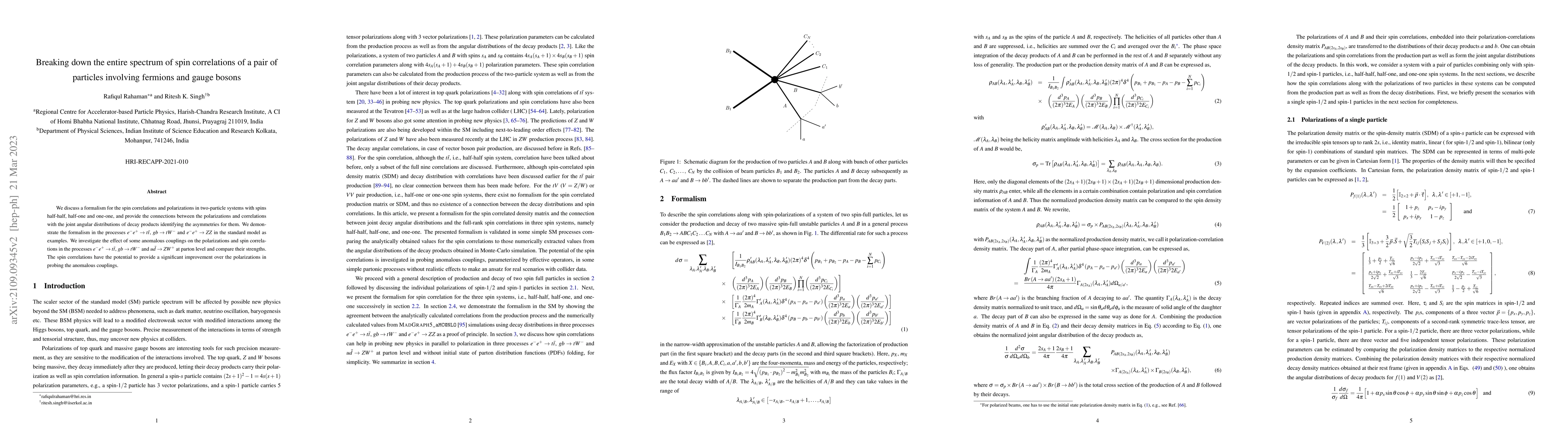Thumbnail for Breaking down the entire spectrum of spin correlations of a pair of
  particles involving fermions and gauge bosons