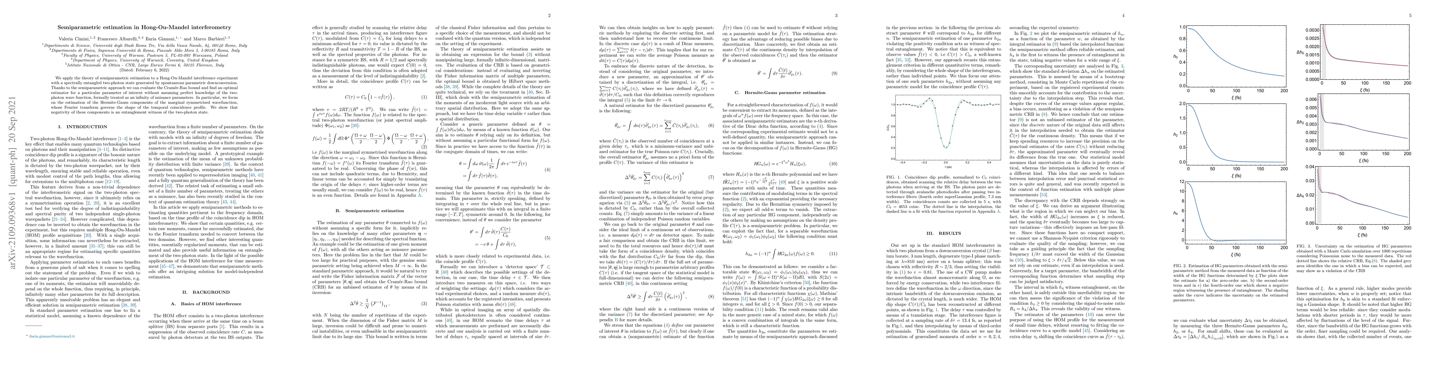 Thumbnail for Semiparametric estimation in Hong-Ou-Mandel interferometry